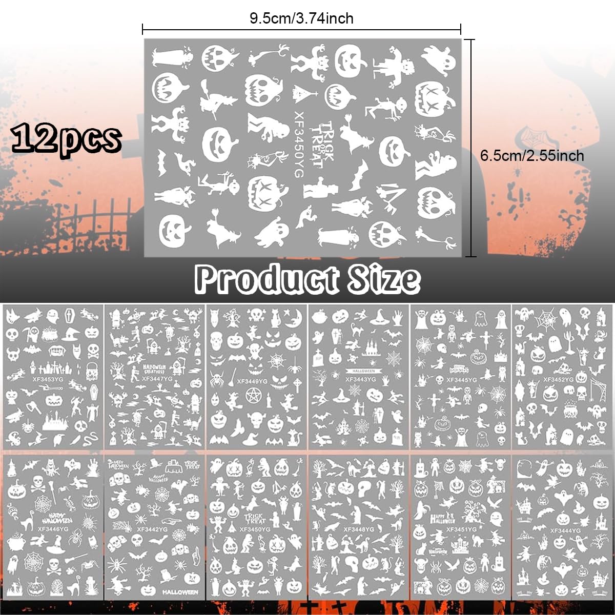 MAYCREATE 12 Sheets Halloween Nail Art Stickers, Luminous Nail Design Glow in The Dark Nail Decals, 3D Self-Adhesive Luminous Spooky Spider Web Skull Pumpkin Nail Art Design for Women Girls MAYCREATE 12 Sheets Halloween Nail Art Stickers, Luminous Nail Design Glow in The Dark Nail Decals, 3D Self-Adhesive Luminous Spooky Spider Web Skull Pumpkin Nail Art Design for Women Girls